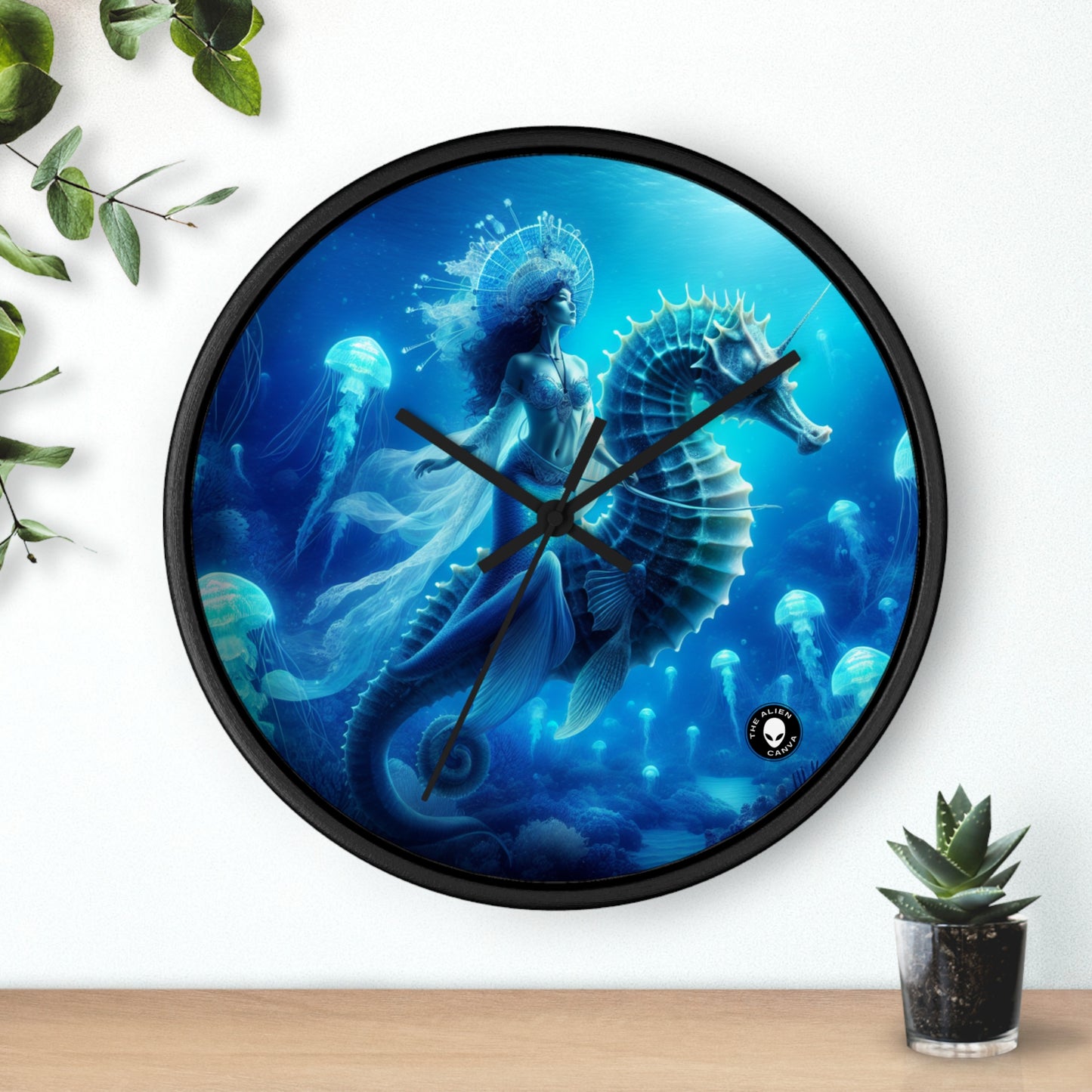 "Mermaid Magic: Journey with the Giant Seahorse" - The Alien Wall Clock