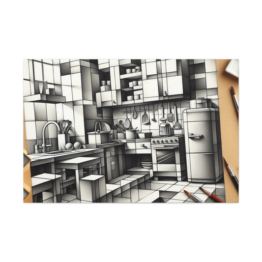 "Cubist Kitchen Collage" - The Alien Canva Cubism Style