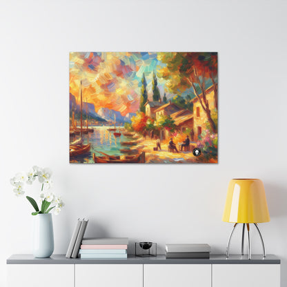 Anochecer dorado: un sereno paseo impresionista junto al agua - The Alien Canva Impressionism