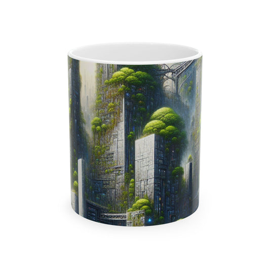 Taza de cerámica extraterrestre de 11 oz "Biodome Cityscape"