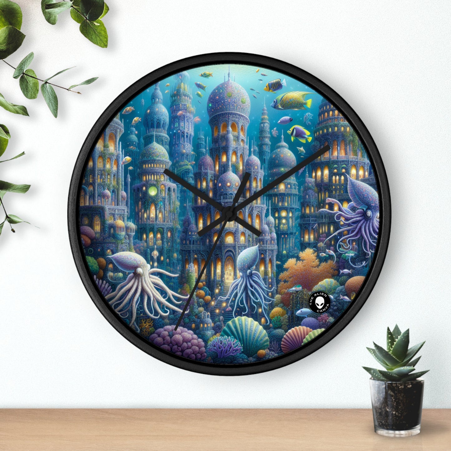 "Enchanting Atlantis: A Harmony of Sea Creatures" - The Alien Wall Clock