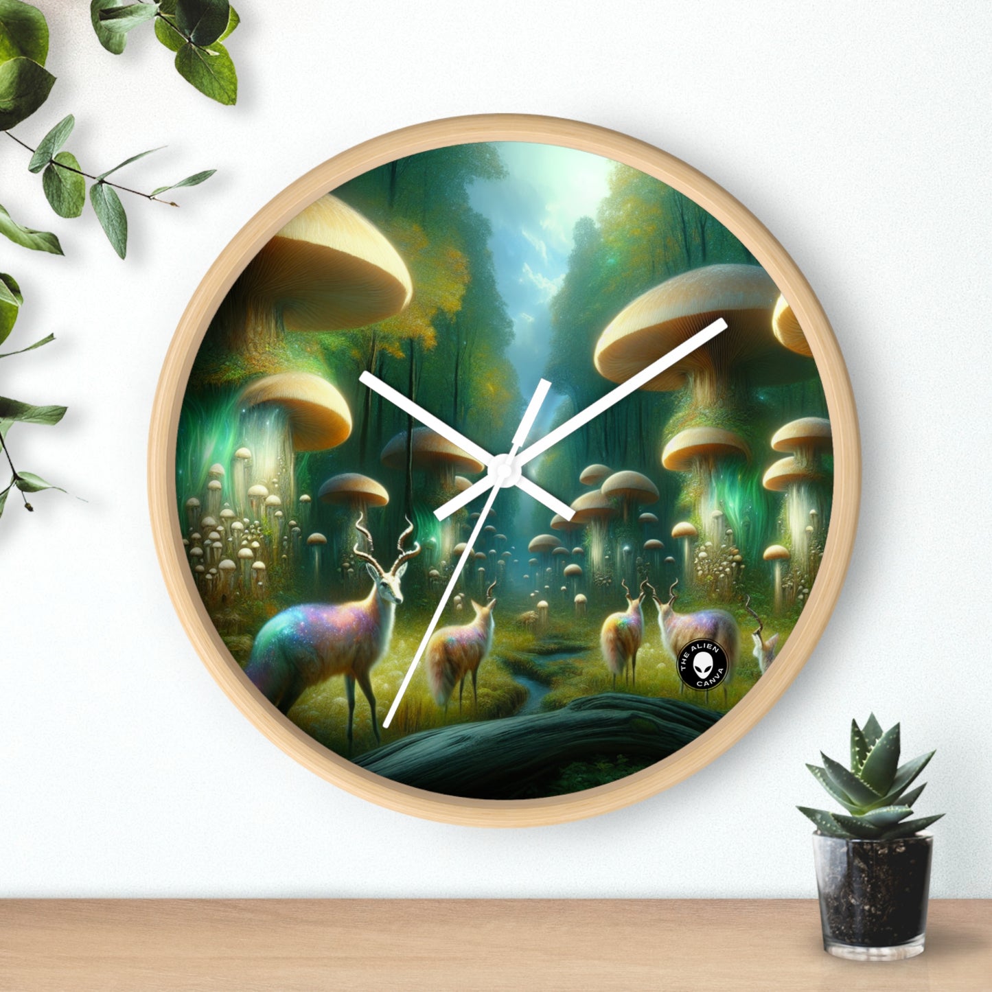 "Mystical Mushroom Grove" - The Alien Wall Clock