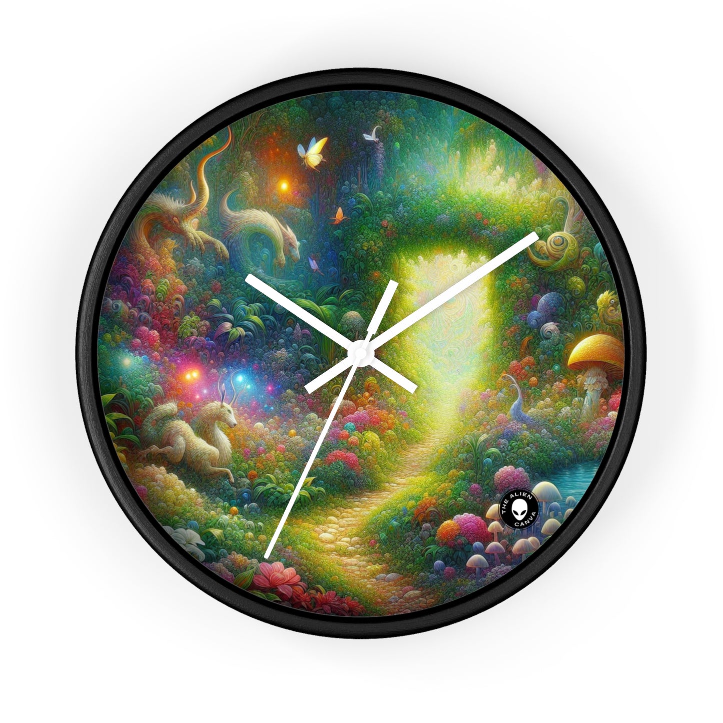 "Jardín Místico del Encanto" - El Reloj de Pared Extraterrestre