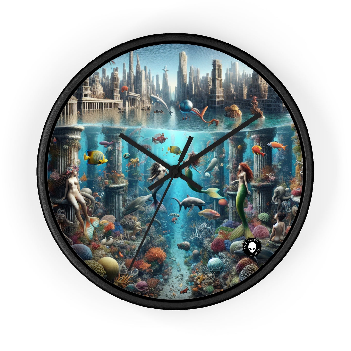 "Seascape Serenity: An Underwater Haven" - The Alien Wall Clock