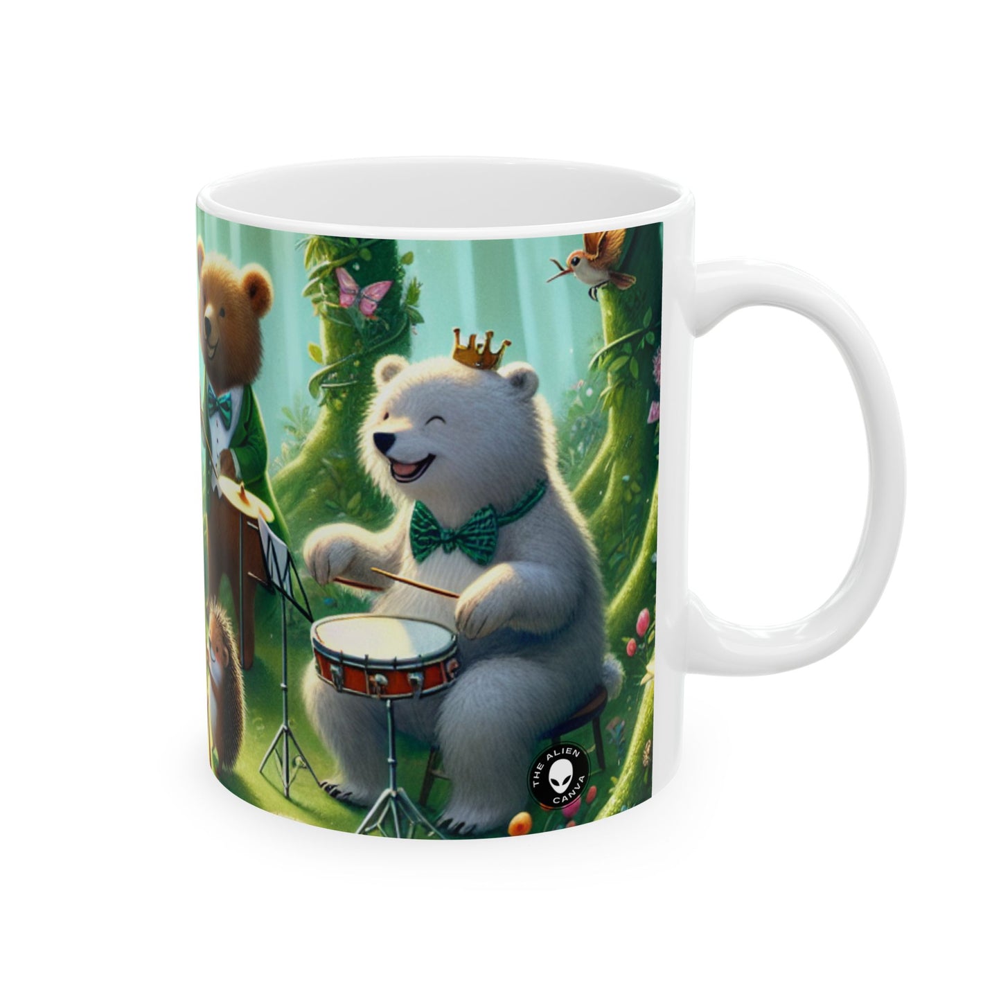 « Ménagerie mélodieuse : animaux musicaux dans la forêt enchantée » – Tasse en céramique Alien 11 oz