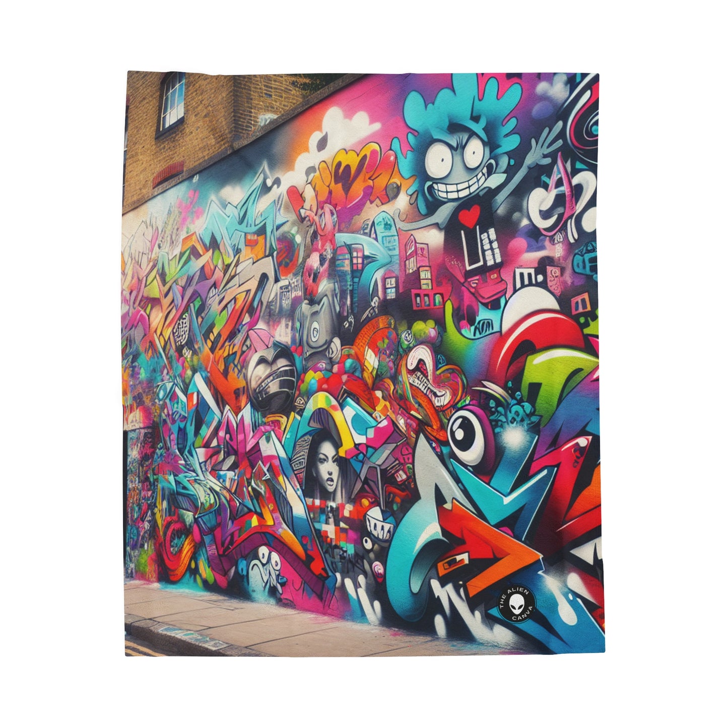 "Neon Horizon: The Vibrant Future Metropolis" - The Alien Velveteen Plush Blanket Street Art / Graffiti