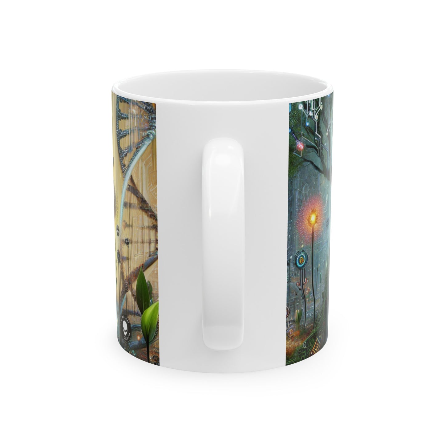 "Techno-Natural Fusion: The Future of Bio Art" - The Alien Ceramic Mug 11oz Bio Art