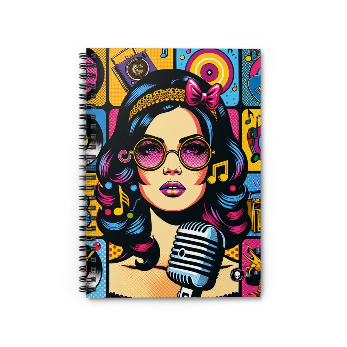 "Celebrating Pop Iconography: A Retrospective Portrait" - The Alien Spiral Notebook (Ruled Line) Pop Art