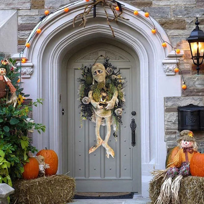 Guirnalda de Halloween para momia, colgante para puerta, decoración de Casa Encantada, Festival de fantasmas portátil, corona de terror, suministros de decoración para fiestas