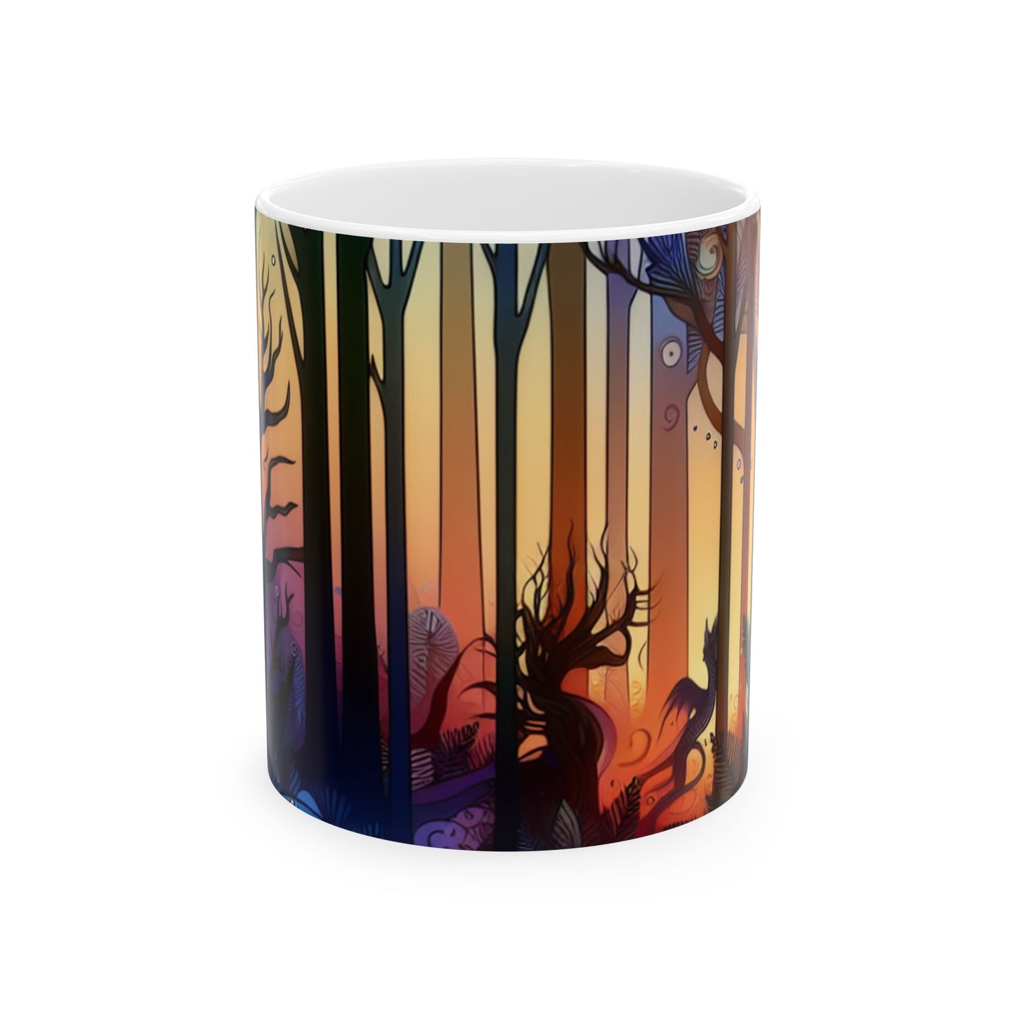 « Crépuscule mystique : créatures de la forêt » – Tasse en céramique Alien 11 oz