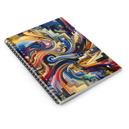 "Bleu serein : art abstrait avec des formes géométriques" - The Alien Spiral Notebook (Ruled Line) Abstract Art