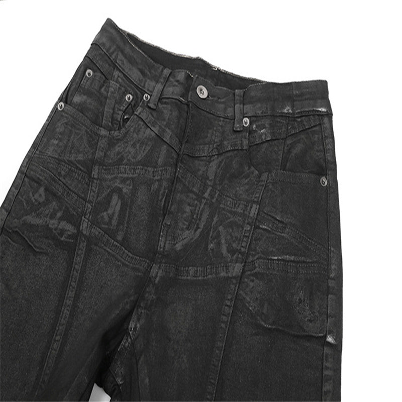 Cepillo de revestimiento de superficie de cera Cera Estrellas de ocho puntas Corte Micro-pull High Street Casual Jeans