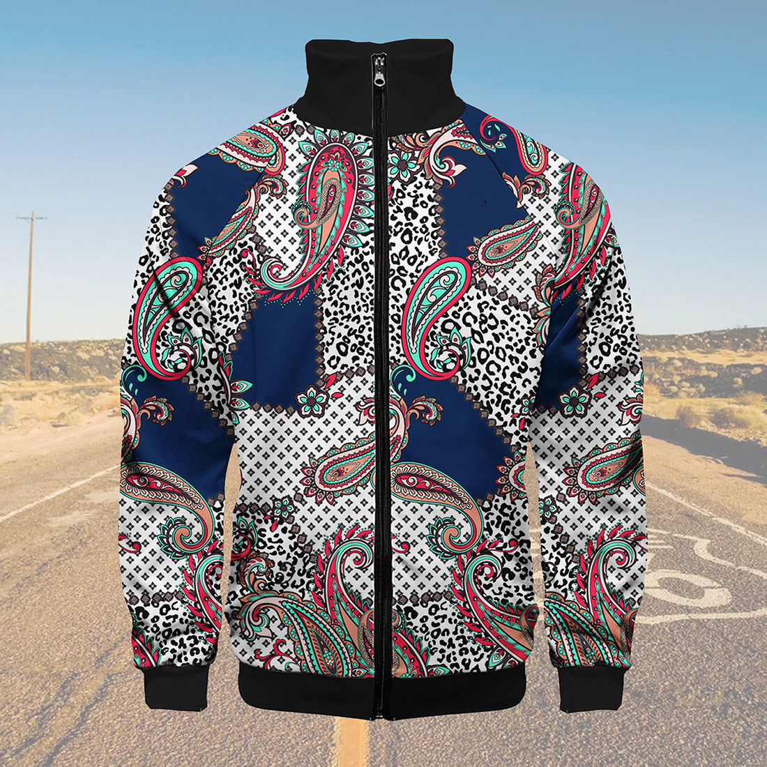 Paisley Printed Men's Raglan Sleeve Jacket