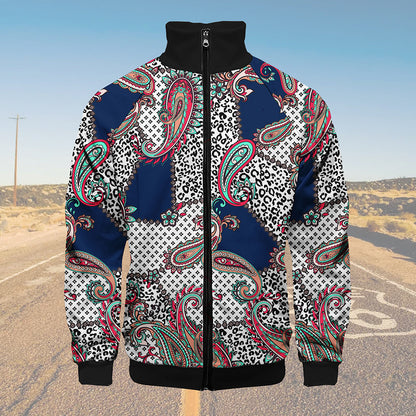 Paisley Printed Men's Raglan Sleeve Jacket