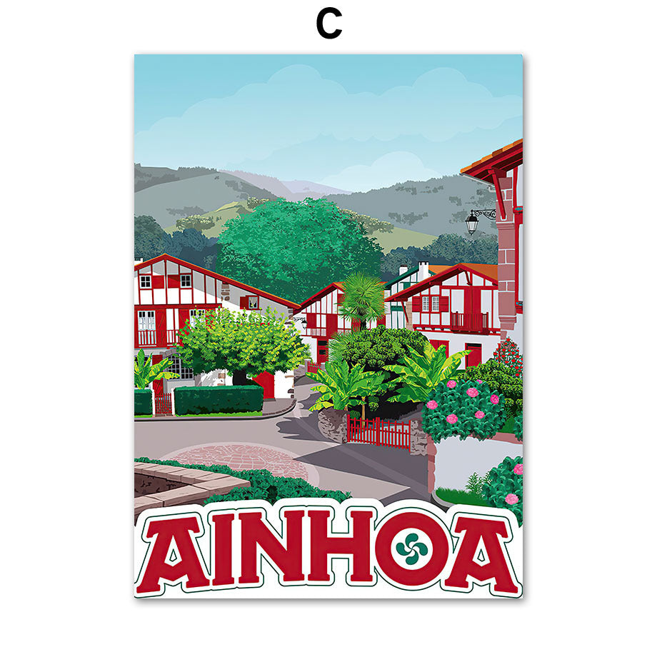 Póster decorativo con lienzo para pared, diseño de paisaje de ciudad famosa de viaje