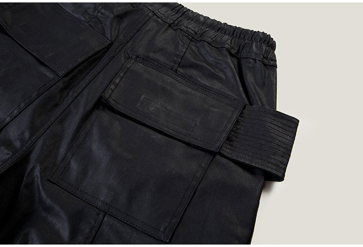 High Street Dark Brush Wax Coated Double Loop Work Pants