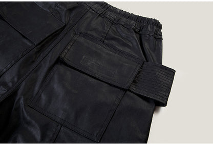 High Street Dark Brush Wax Coated Double Loop Work Pants