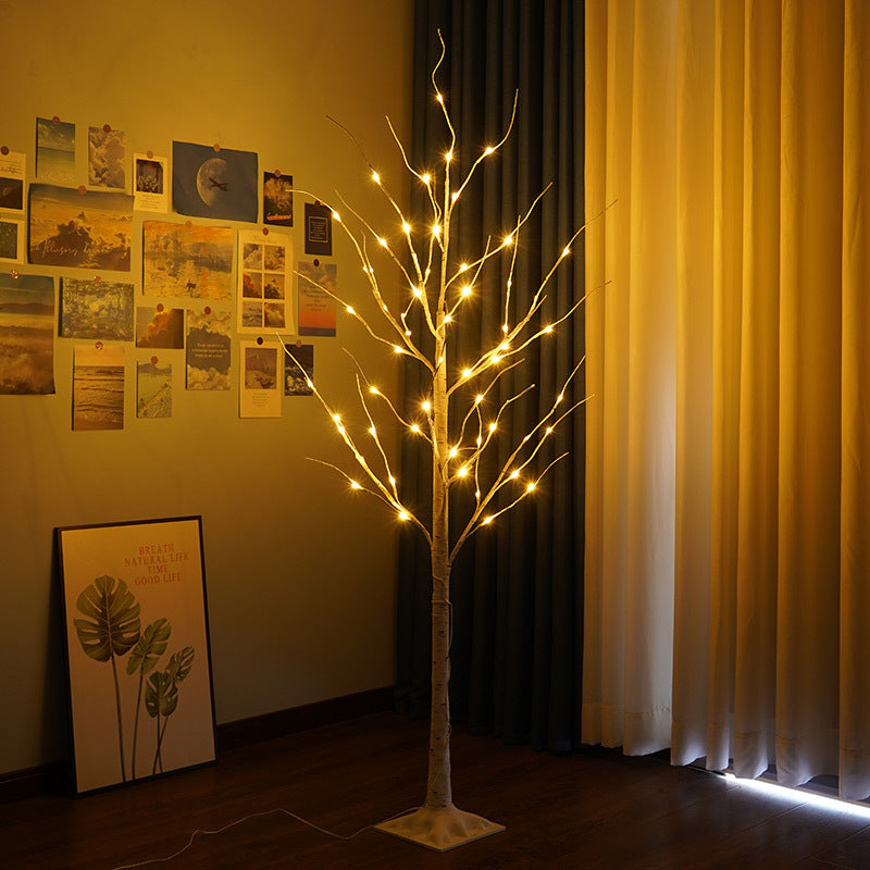 Lumières de décoration de scène de fête de Noël en bouleau argenté