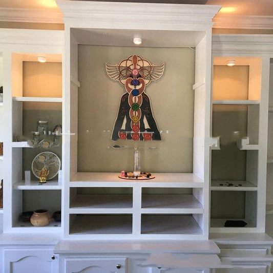 Art mural en matériau tridimensionnel Kundalini Chakra en bois