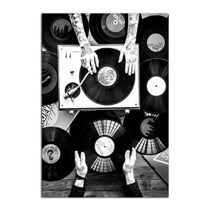 Retro Music Wall Art Black & White Vinyl Record Poster