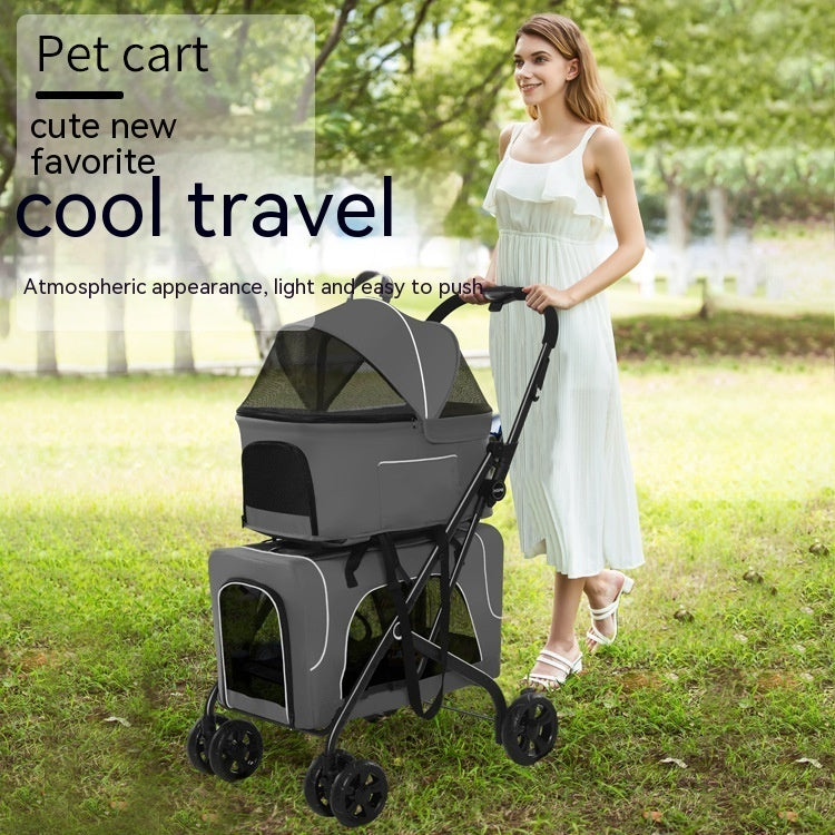 Carrito plegable ligero para perros pequeños y gatos