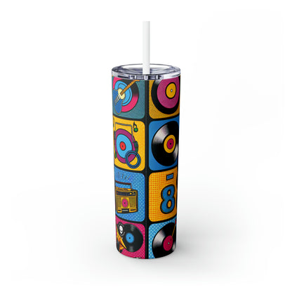 "Celebrating Pop Iconography: A Retrospective Portrait" - The Alien Maars® Skinny Tumbler with Straw 20oz Pop Art