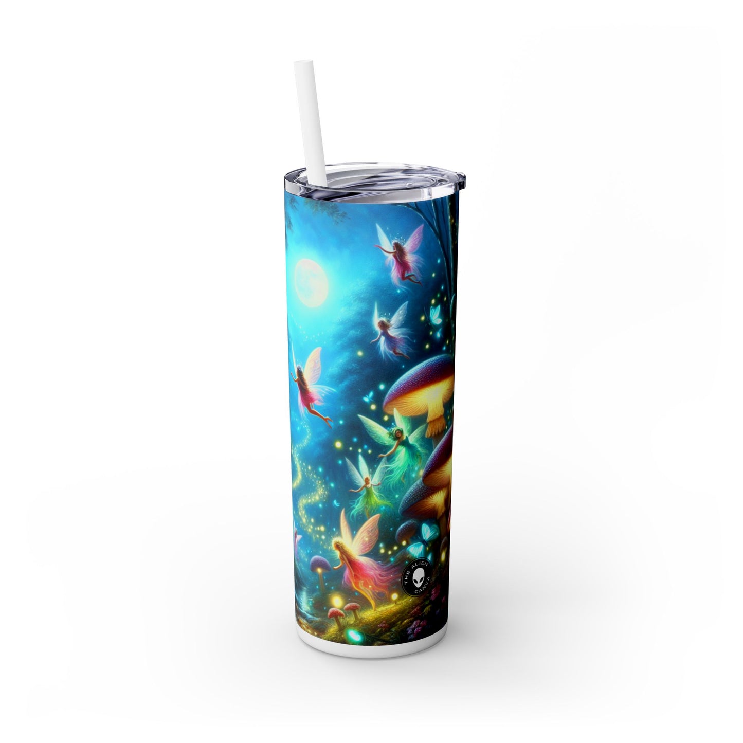 "Fairy Dance in the Glowing Forest" - The Alien Maars® Skinny Tumbler with Straw 20oz