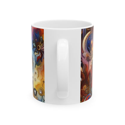 "Flor eterna y tiempo fugaz" - La taza de cerámica alienígena Simbolismo de 11 oz