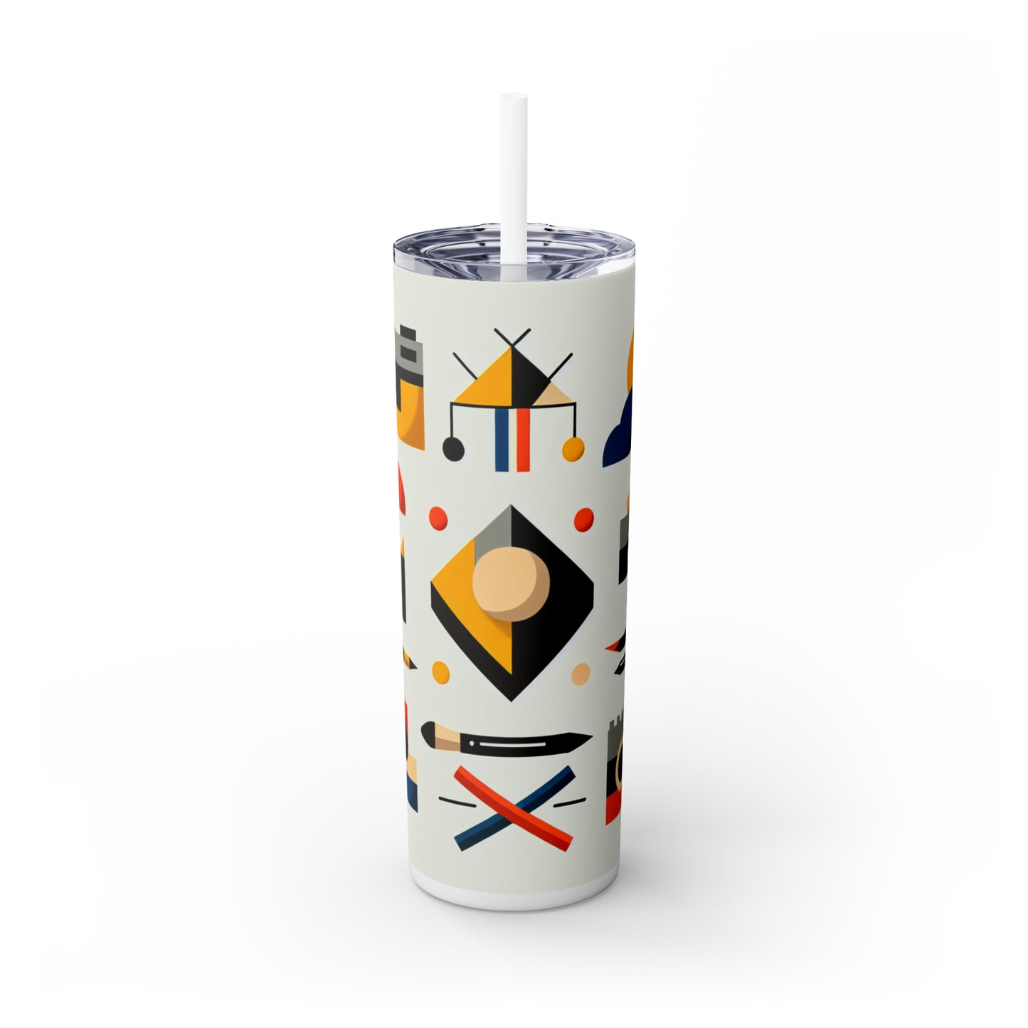 "Tranquil Geometry: Minimalist Landscape Art" - The Alien Maars® Skinny Tumbler with Straw 20oz Minimalist Art