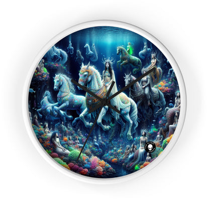 "Enchanted Underwater Realm: Mermaids and Seahorses" - The Alien Wall Clock