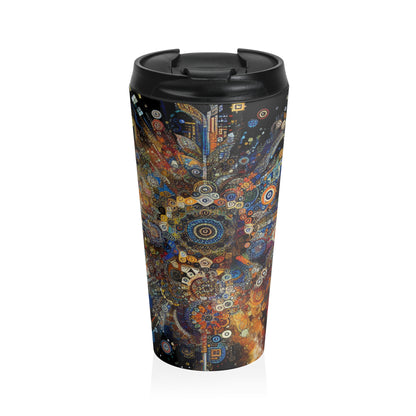 "Arte corporal de la noche estrellada: colores vivos y trazos arremolinados" - The Alien Taza de viaje de acero inoxidable Body Art