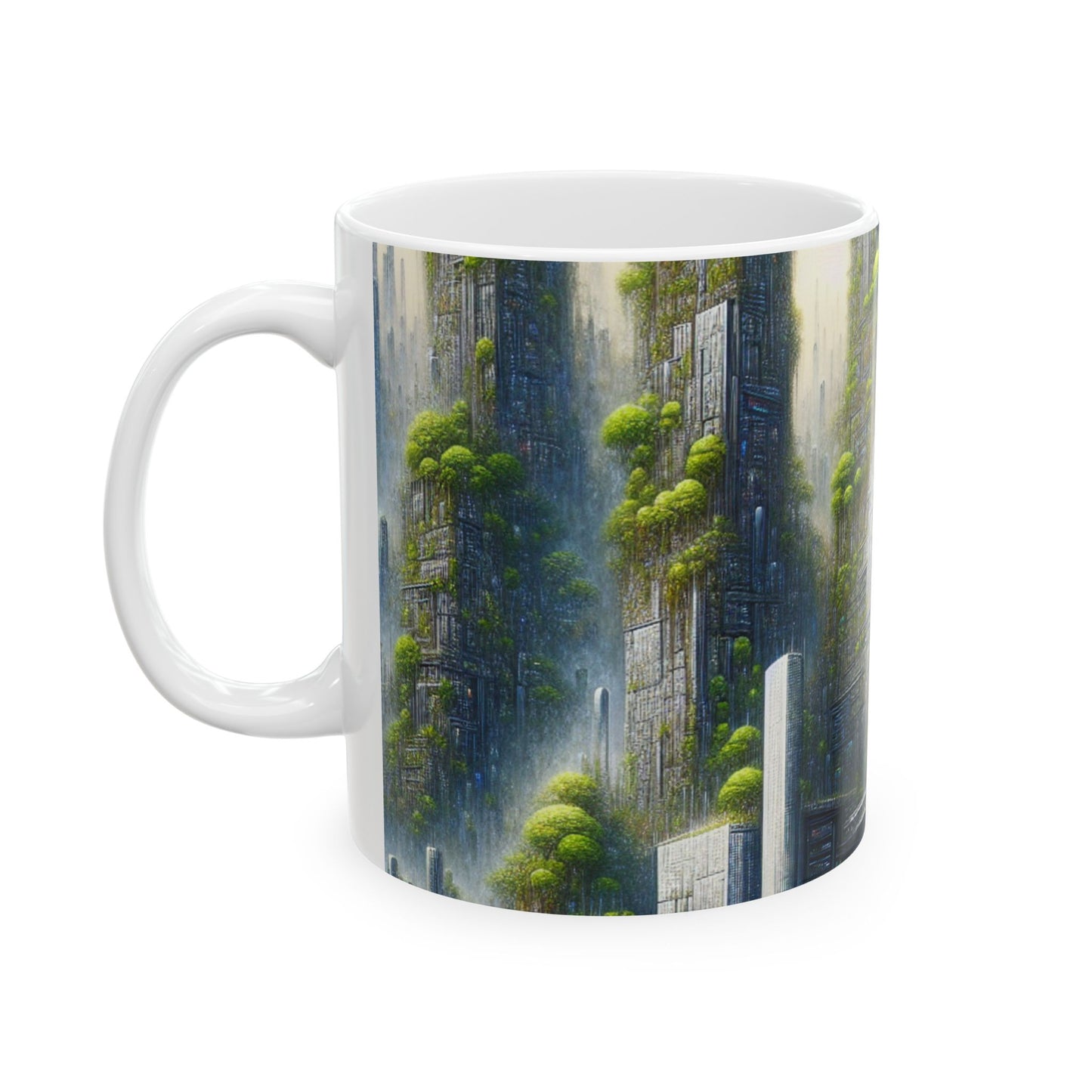 Taza de cerámica extraterrestre de 11 oz "Biodome Cityscape"