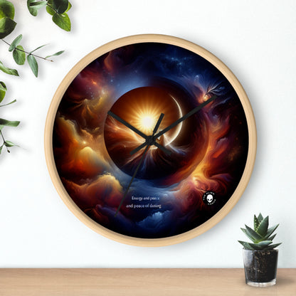 "Celestial Embrace: The Fusion of Sun and Moon" - The Alien Wall Clock