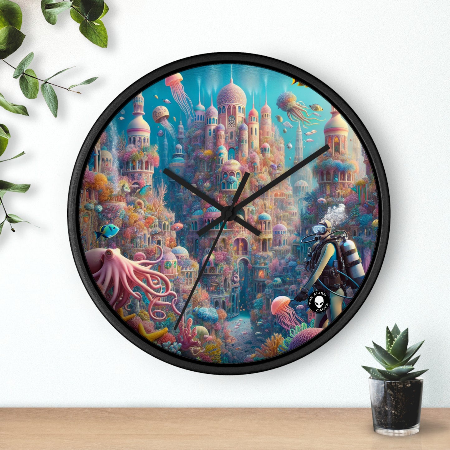 "Treasure of the Deep: A Fantastical Underwater City" - The Alien Wall Clock