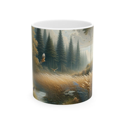 "Rebirth and Decay: A Sustainable Art Installation" - The Alien Ceramic Mug 11oz Environmental Art