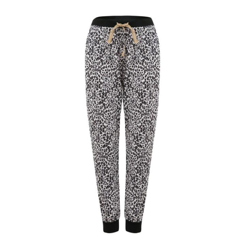 Leopard print rope jogging pants