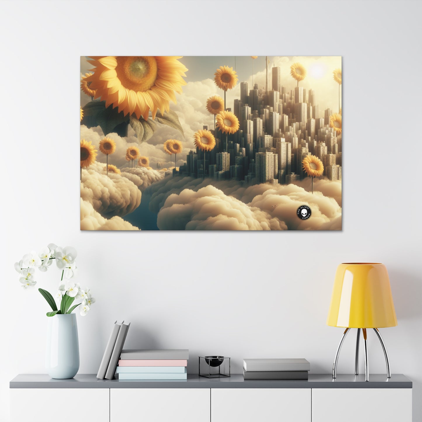 "Ethereal Sky: The City of Clouds and Sunflowers" - The Alien Canva