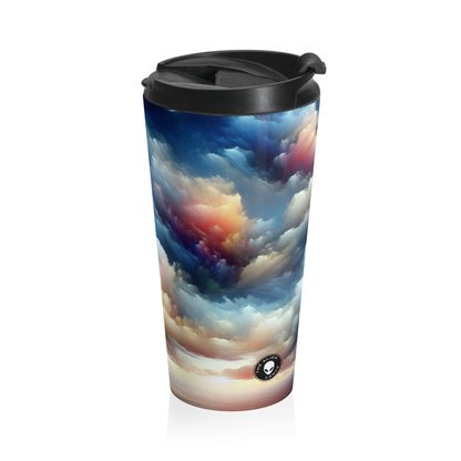 "Rainbow Cloudscape: A Surreal Watercolor Dream" - The Alien Stainless Steel Travel Mug