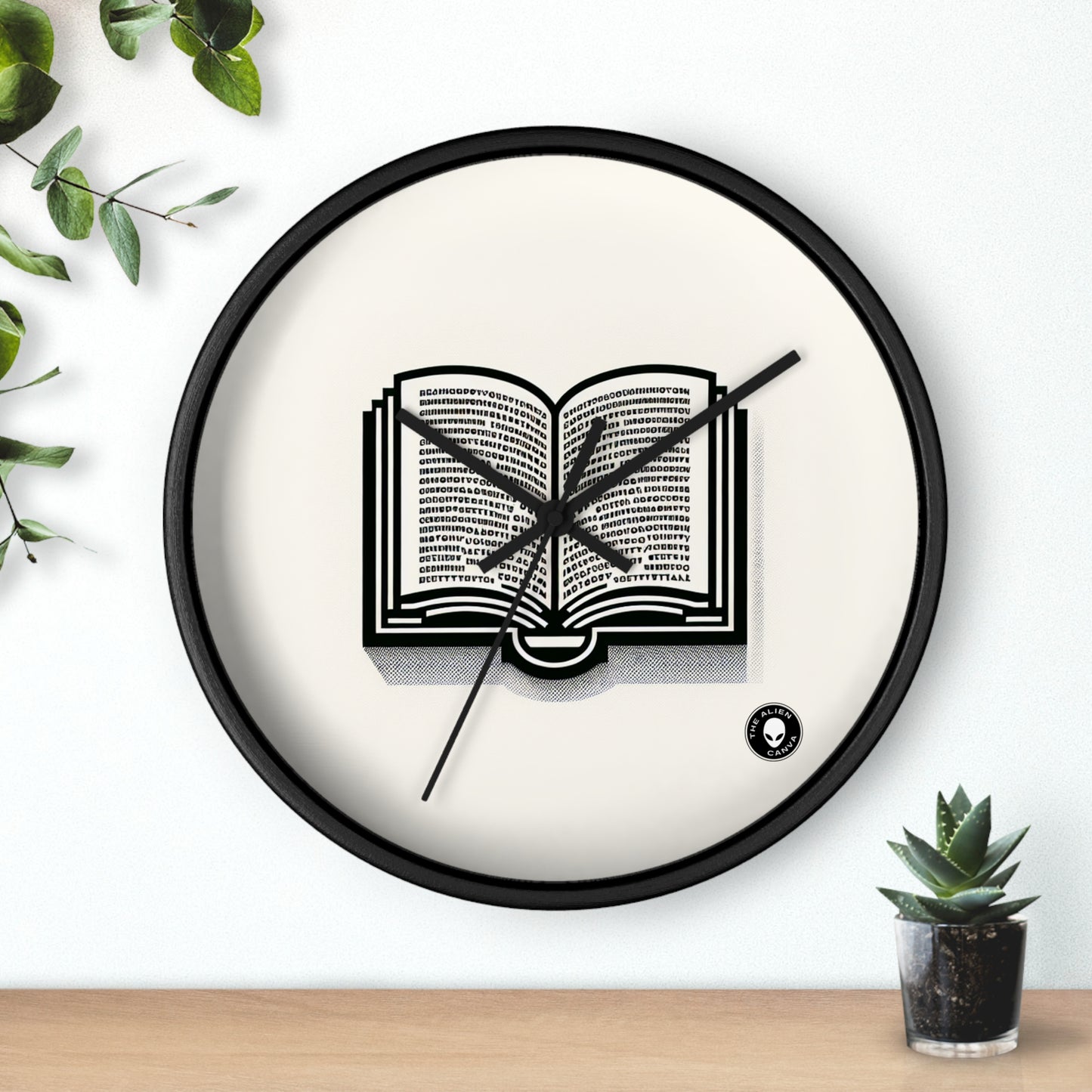 "Una historia singular: tipografía monocromática" - El minimalismo del reloj de pared alienígena