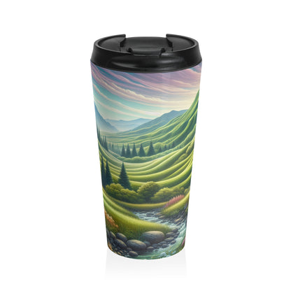 "Seasons in Serenity: An Environmental Art Journey" - The Alien Stainless Steel Travel Mug Environmental Art