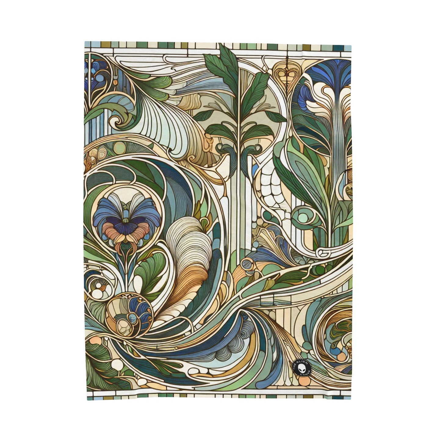 "Moonlit Enchantment: A Mystical Serenade in Art Nouveau" - The Alien Velveteen Plush Blanket Art Nouveau