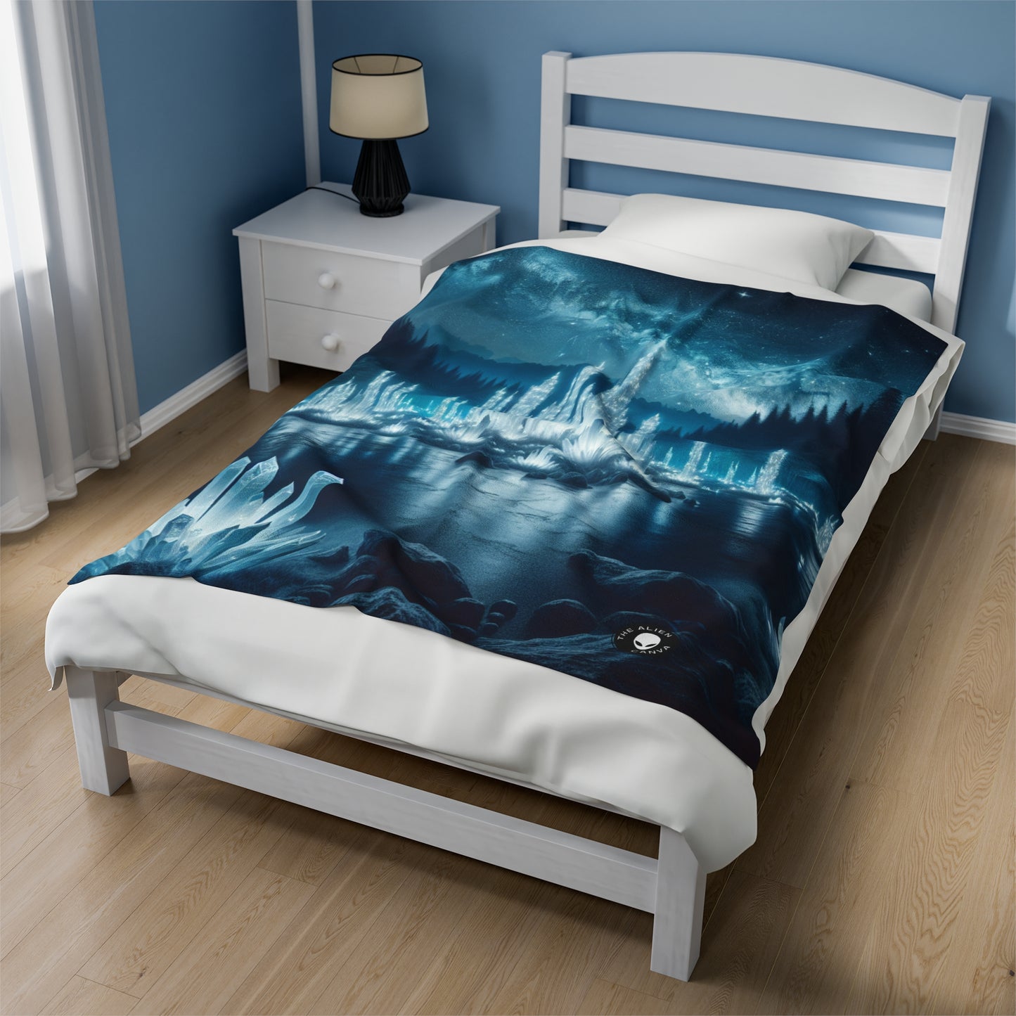 "Crystal Grove: Starlit Reflections" - The Alien Velveteen Plush Blanket