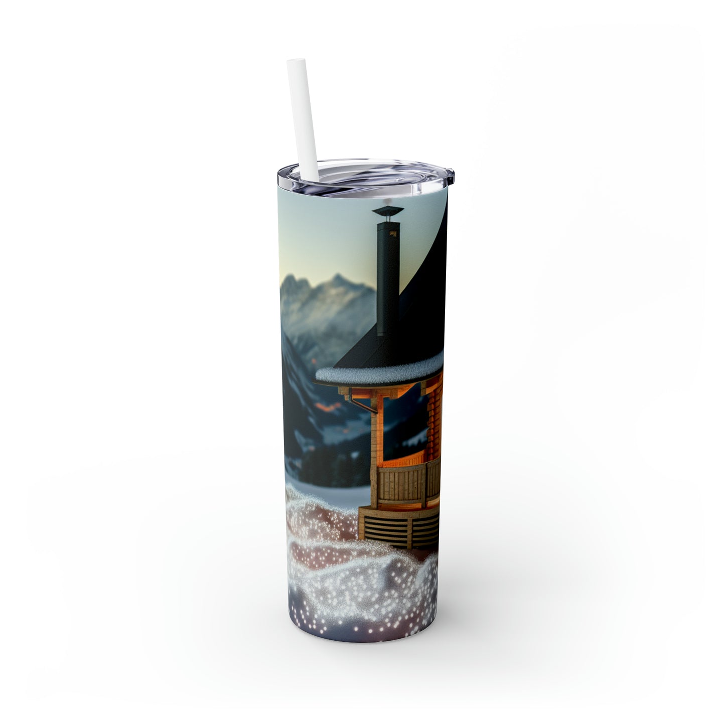 « Winter Hideaway » - The Alien Maars® Skinny Tumbler avec paille 20oz Style photoréalisme