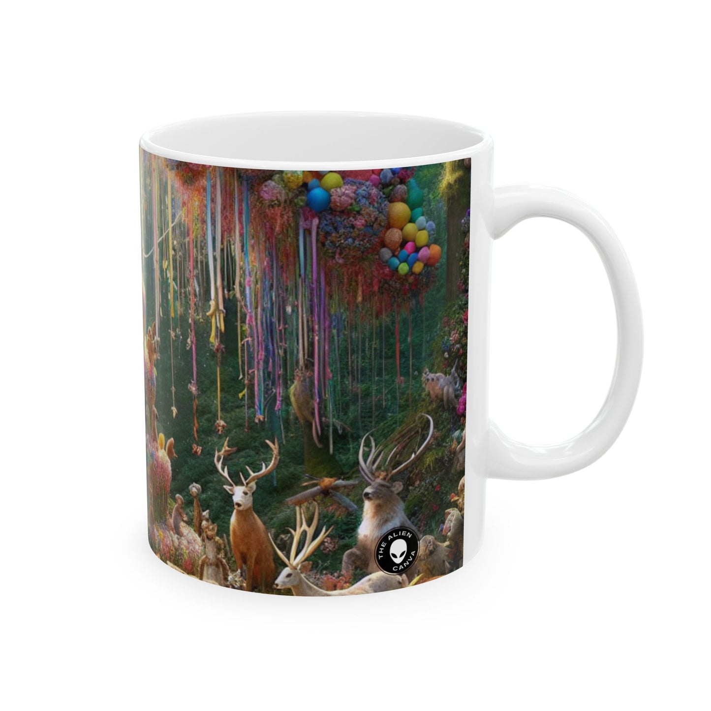 "Fiesta del bosque" - Taza de cerámica extraterrestre de 11 oz