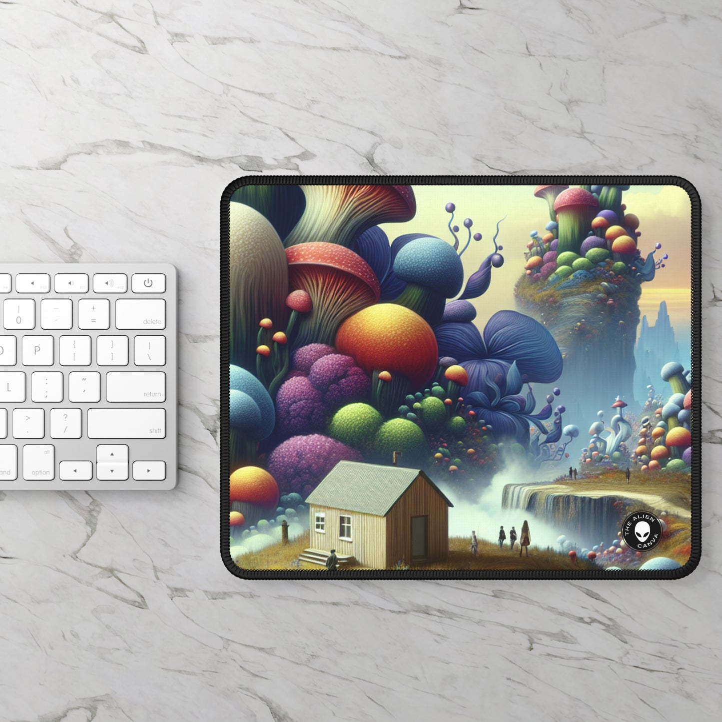 "Giant Flora and Miniature Villages: A Dreamy Wonderland" - The Alien Gaming Mouse Pad