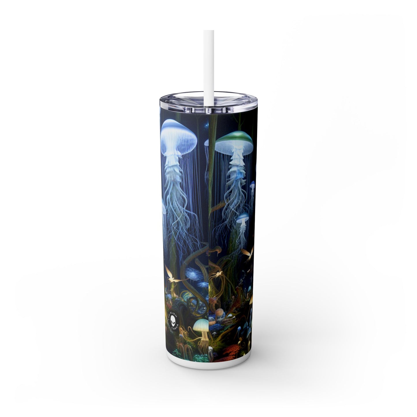 "Jellyfish Grove: A Luminescent Fantasy Forest" - The Alien Maars® Skinny Tumbler with Straw 20oz