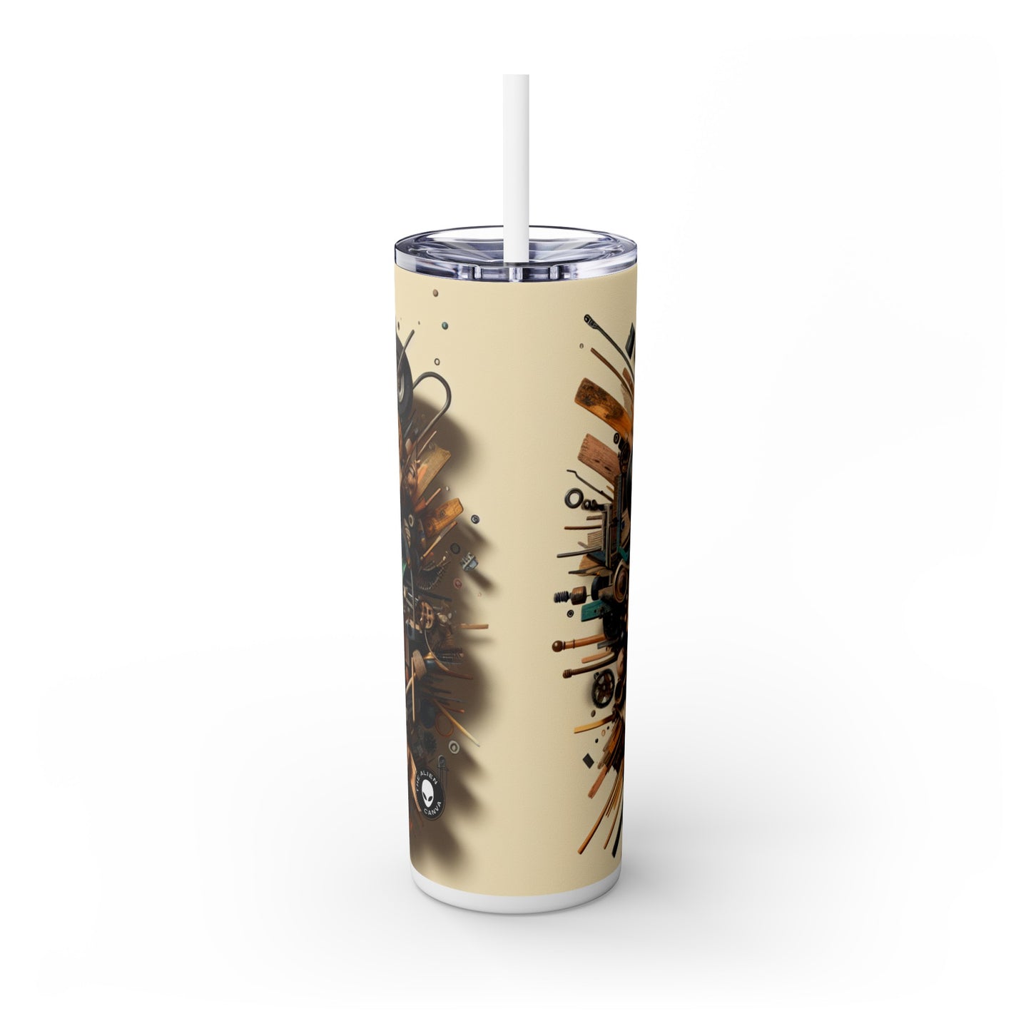 "L'harmonie de la nature : art d'assemblage avec des objets trouvés" - The Alien Maars® Skinny Tumbler avec paille 20oz Assemblage Art