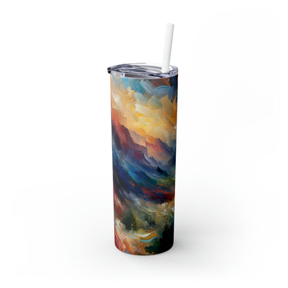 "Abstract Landscape: Exploring Emotional Depths Through Color & Texture" - The Alien Maars® Skinny Tumbler with Straw 20oz Abstract Expressionism Style