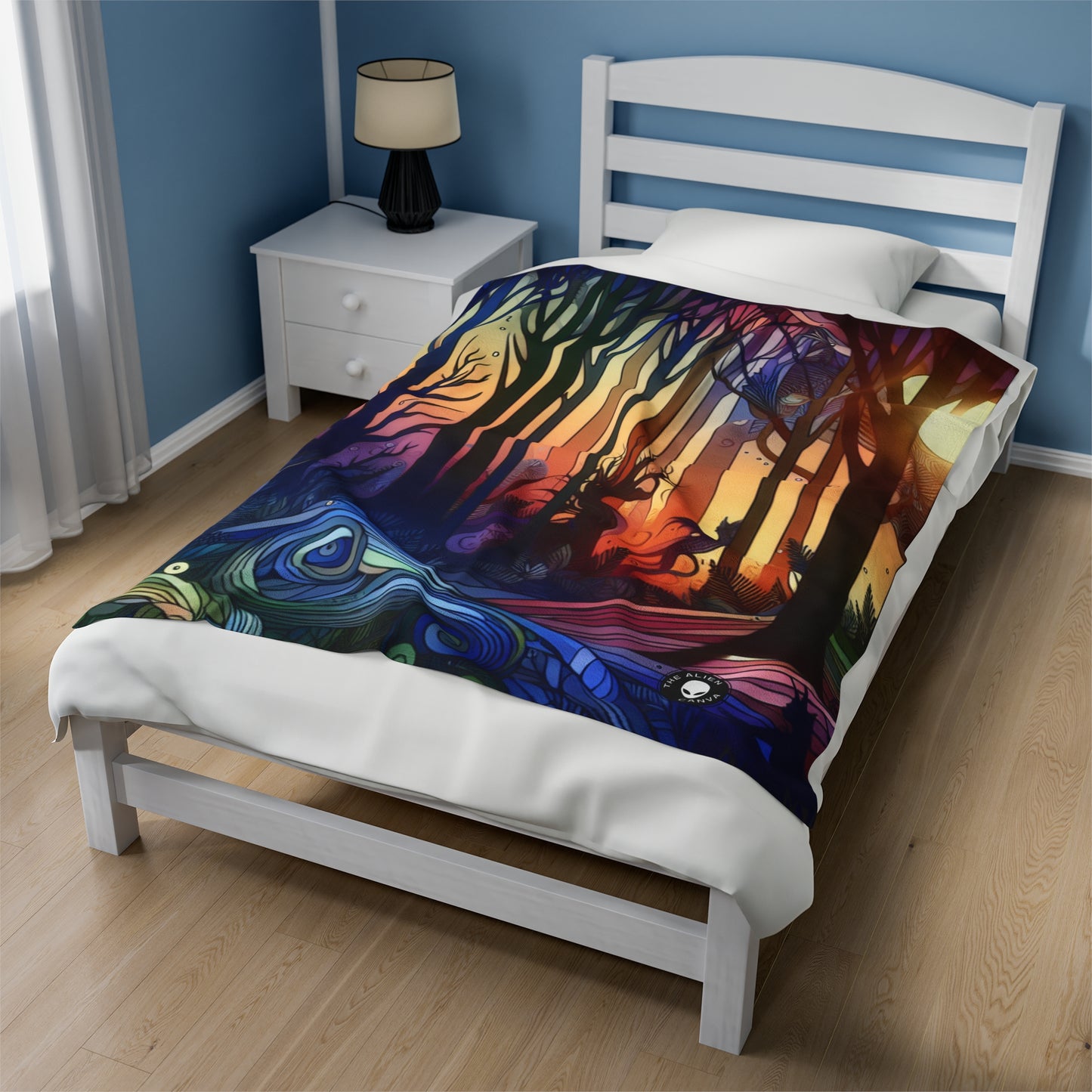 "Mystical Twilight: Creatures in the Forest" - The Alien Velveteen Plush Blanket