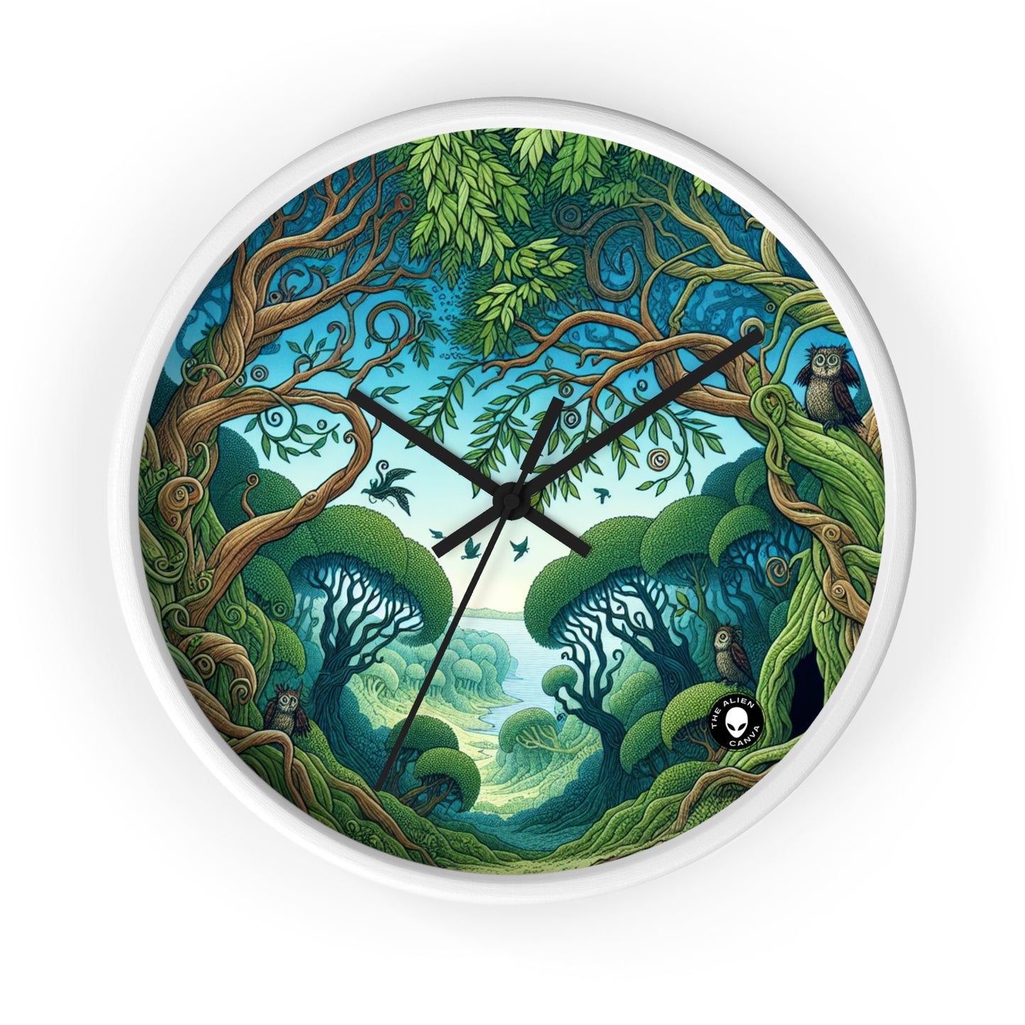 "Enchanted Woodland: Where Trees Dance and Creatures Roam" - The Alien Wall Clock